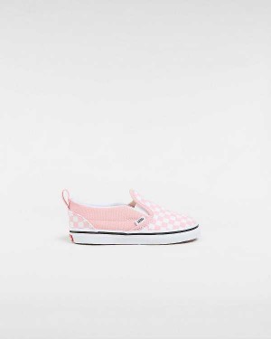 Pink Vans Checkerboard V (1-4 years) Kids' Slip On Shoes | VN6328750