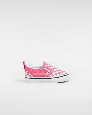 Pink Vans Hook and Loop Checkerboard (1-4 Years) Kids' Slip On Shoes | VN1463208