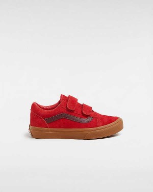 Red Vans Old Skool Hook And Loop (4-8 Years) Kids' Sneakers | VN5176498