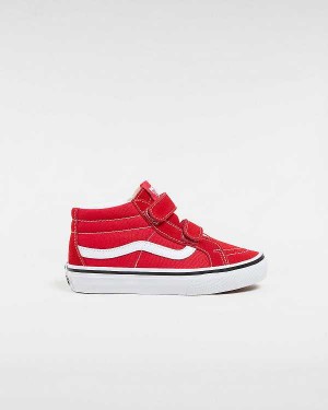 Red Vans Sk8-Mid Reissue Hook and Loop (4-8 years) Kids' Sneakers | VN3028145