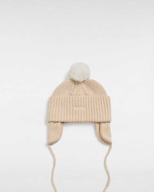 White Vans 66 Earflap Pom Unisex Beanie | VN5901462