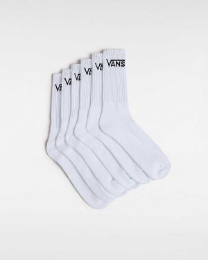 White Vans Classic Crew (6 Pairs) Unisex Socks | VN9342507