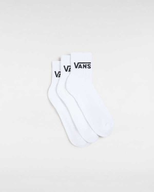 White Vans Classic Half Crew (3 Pairs) Unisex Socks | VN2475098