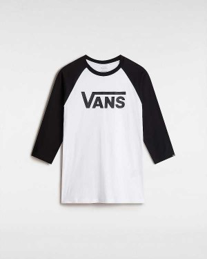 White Vans Classic Raglan Men T Shirts | VN8625794