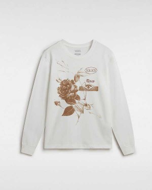 White Vans Damask Long Sleeve Women T Shirts | VN7524168