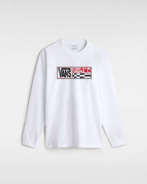 White Vans Hi Stretch Long Sleeve Men T Shirts | VN8147506