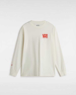 White Vans MTE Logo Warp Check Long Sleeve Men T Shirts | VN3276804