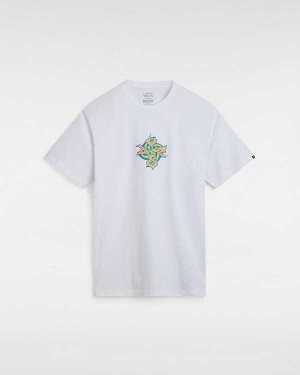 White Vans Orbits Men T Shirts | VN8753910