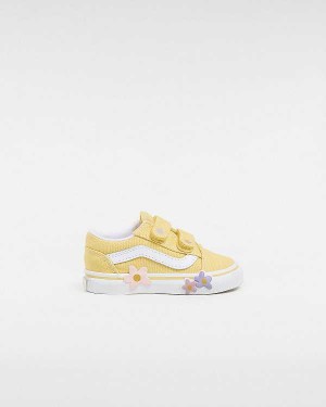 Yellow Vans Old Skool Hook And Loop (1-4 Years) Kids' Sneakers | VN4567902