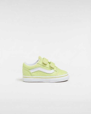 Yellow Vans Old Skool Hook and Loop Glitter (1-4 Years) Kids' Sneakers | VN1325086