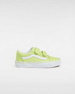 Yellow Vans Old Skool Hook and Loop Glitter (4-8 years) Kids' Sneakers | VN8216439