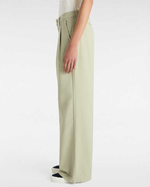 Beige Vans Alder Relaxed Pleated Women Pants | VN1045963