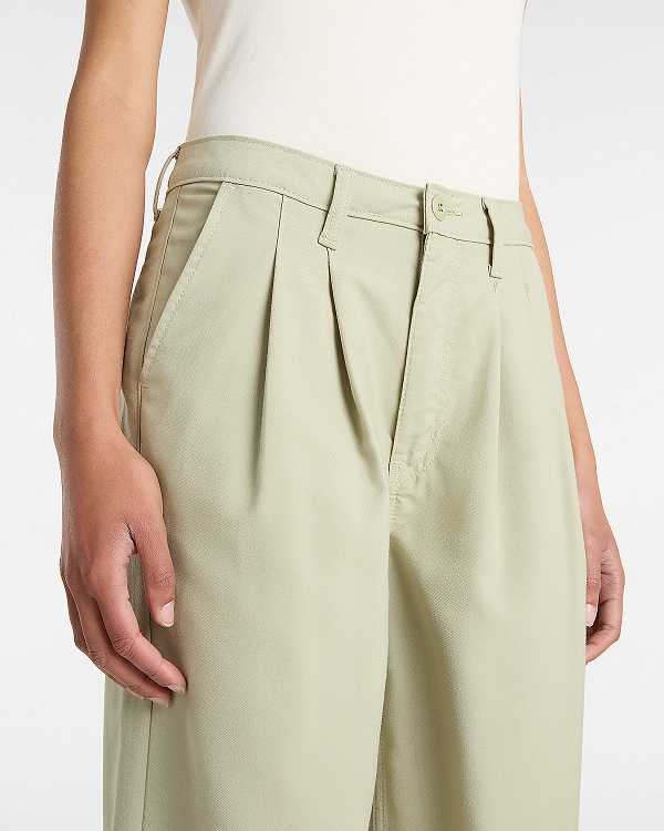 Beige Vans Alder Relaxed Pleated Women Pants | VN1045963