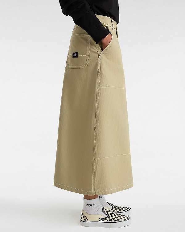 Beige Vans Codey Long Flare Utility Women Skirt | VN4812056