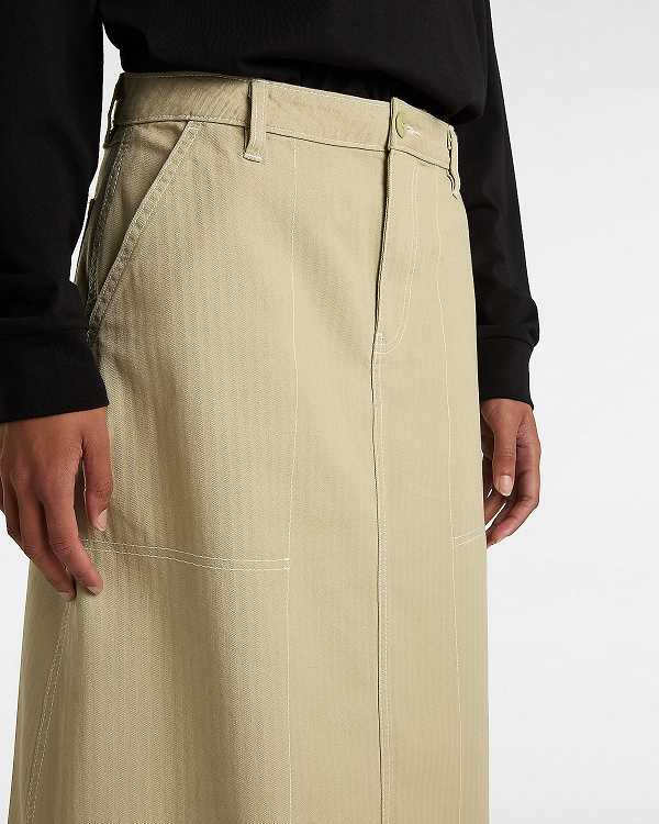 Beige Vans Codey Long Flare Utility Women Skirt | VN4812056