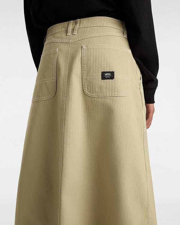 Beige Vans Codey Long Flare Utility Women Skirt | VN4812056