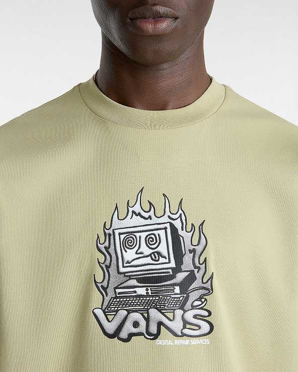 Beige Vans Digital Repair Men T Shirts | VN9158624