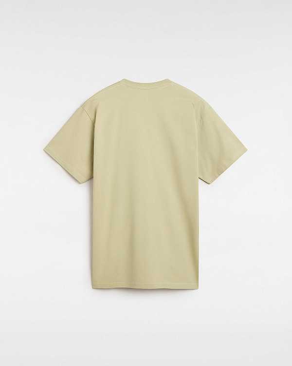 Beige Vans Left Chest Logo Men T Shirts | VN3820974