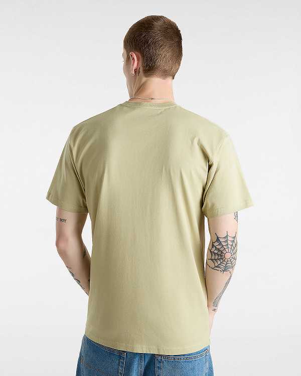 Beige Vans Left Chest Logo Men T Shirts | VN3820974