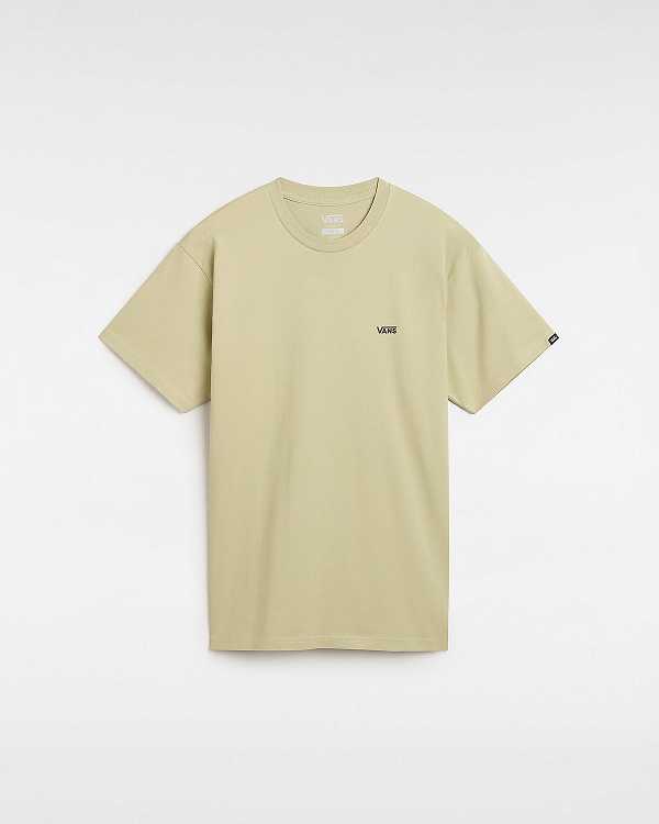 Beige Vans Left Chest Logo Men T Shirts | VN3820974