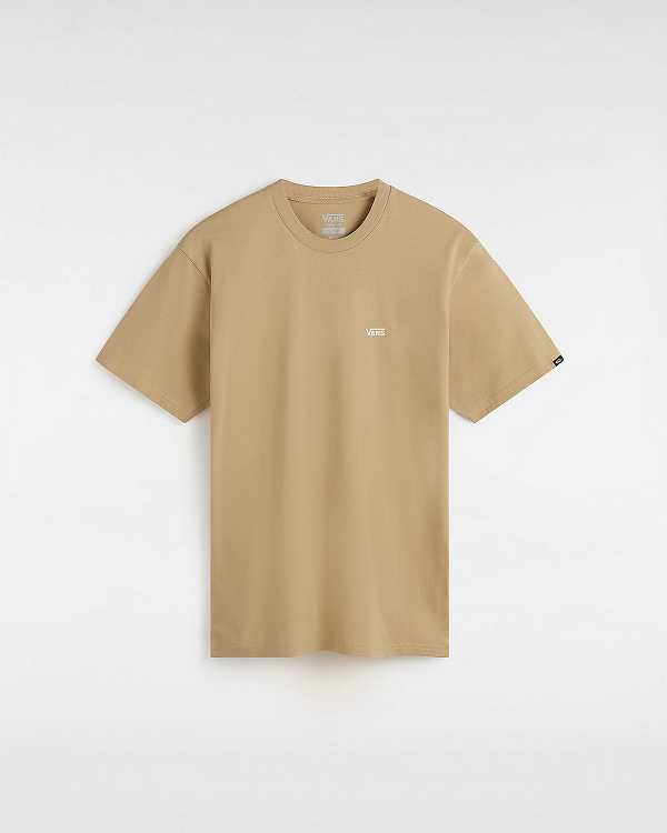 Beige Vans Left Chest Logo Men T Shirts | VN2394781