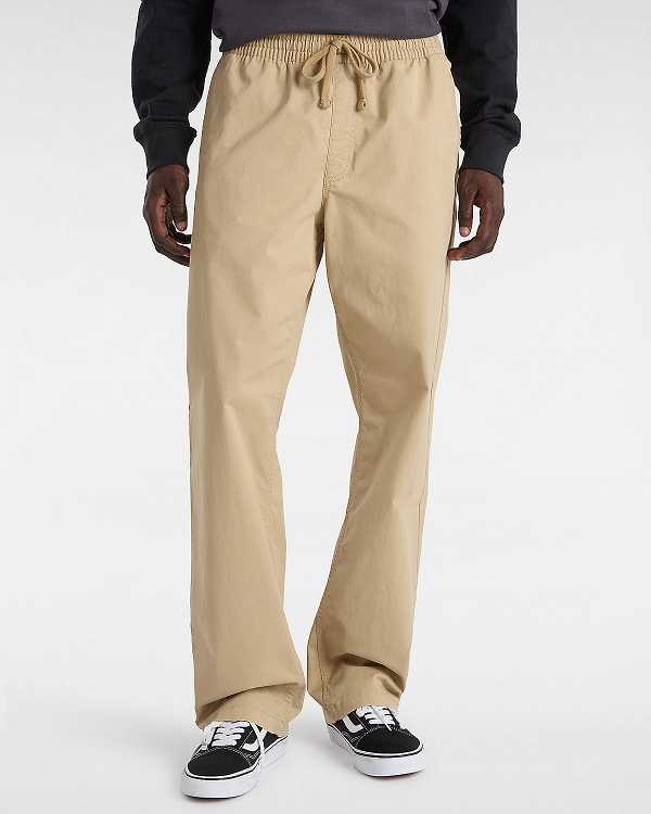 Beige Vans Range Relaxed Elastic Men Pants | VN5903617