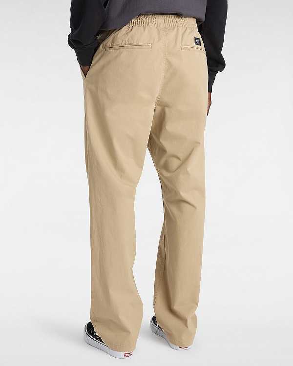 Beige Vans Range Relaxed Elastic Men Pants | VN5903617