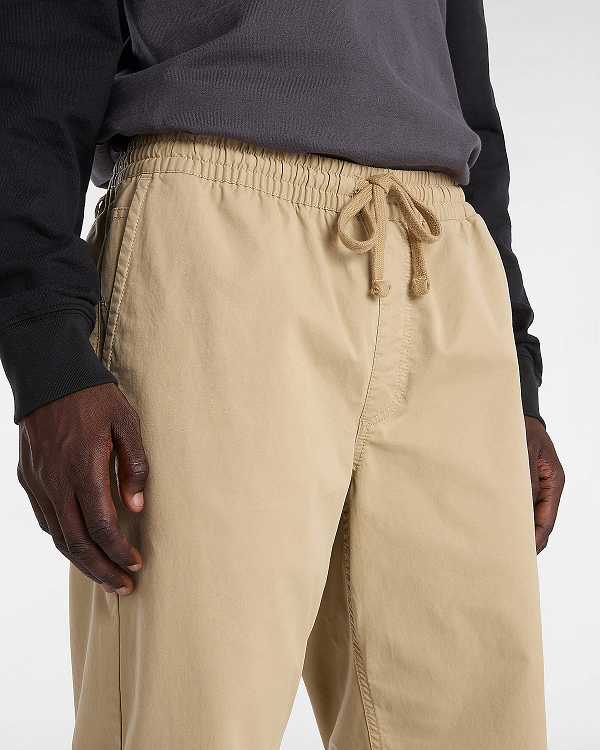 Beige Vans Range Relaxed Elastic Men Pants | VN5903617