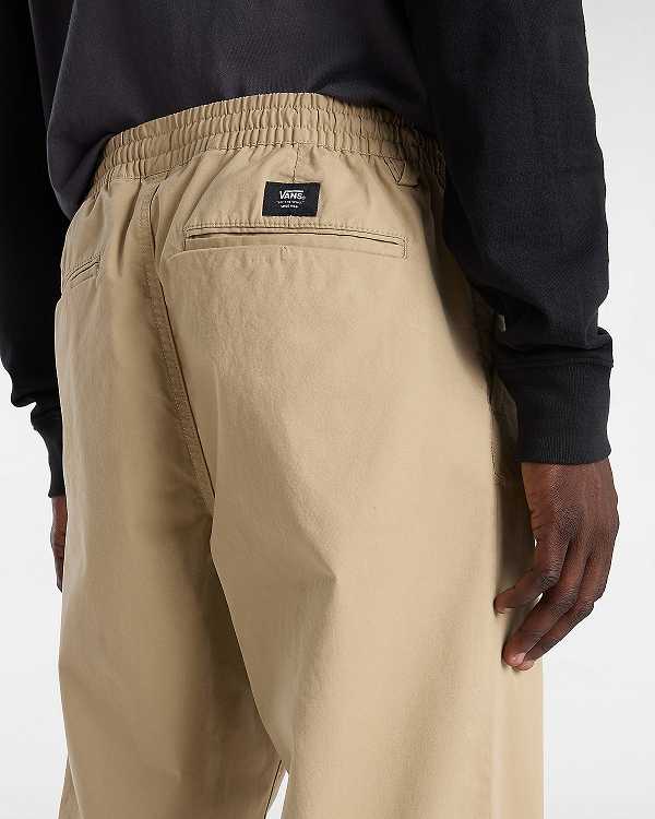 Beige Vans Range Relaxed Elastic Men Pants | VN5903617