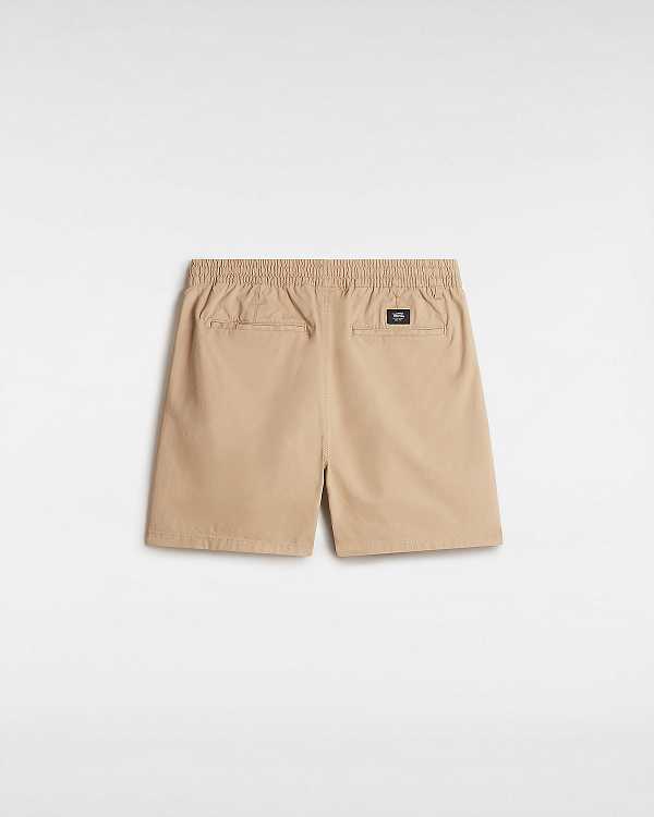 Beige Vans Range Relaxed Elastic Men Shorts | VN9485301