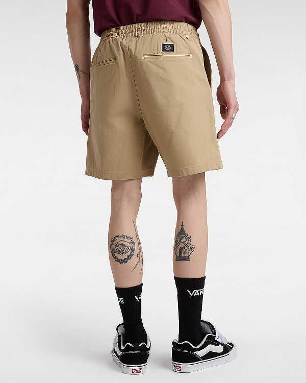 Beige Vans Range Relaxed Elastic Men Shorts | VN9485301