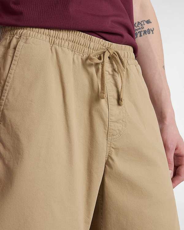 Beige Vans Range Relaxed Elastic Men Shorts | VN9485301