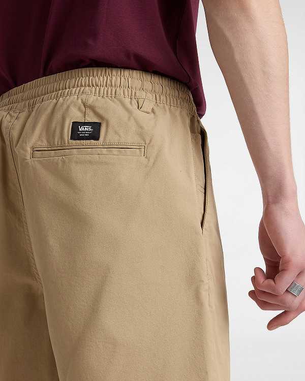 Beige Vans Range Relaxed Elastic Men Shorts | VN9485301