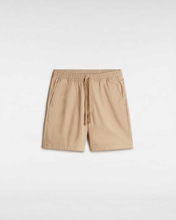 Beige Vans Range Relaxed Elastic Men Shorts | VN9485301