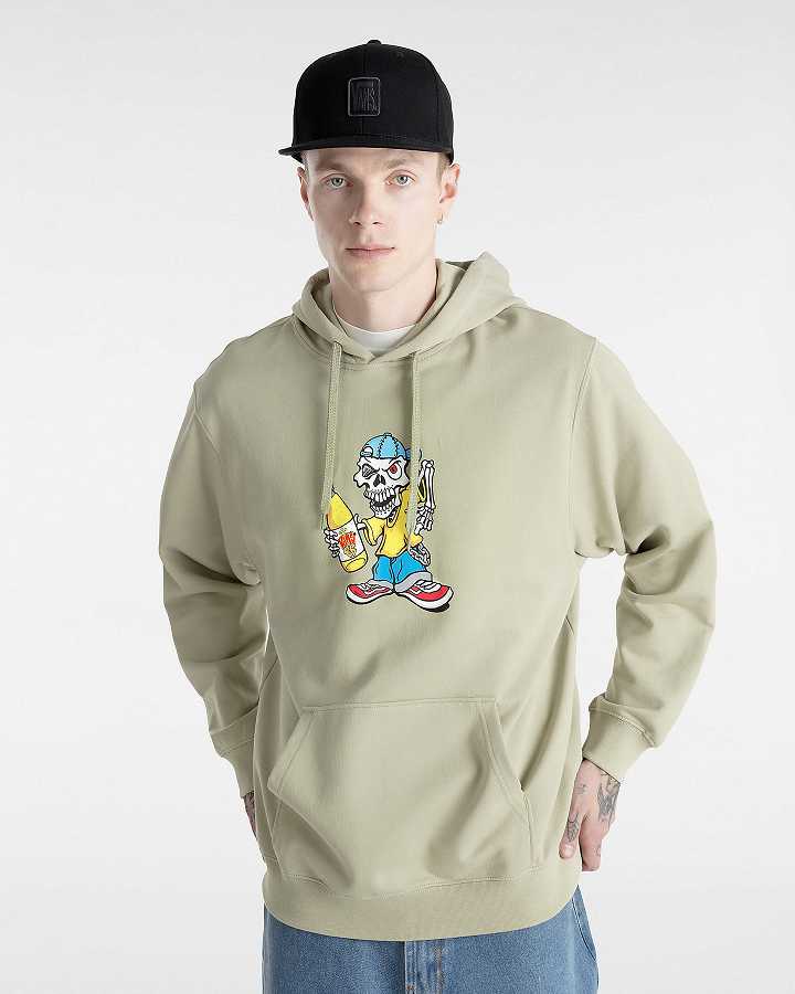 Beige Vans Reggie Loose Men Hoodie | VN1962045