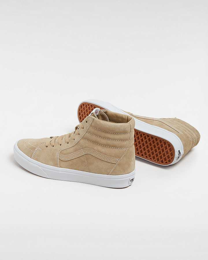 Beige Vans Sk8-Hi Pig Suede Men Skate Shoes | VN9851234