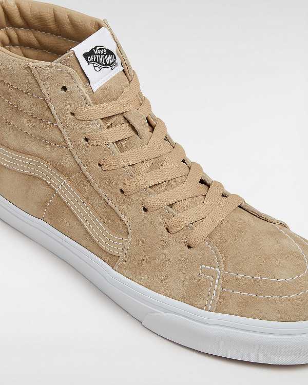 Beige Vans Sk8-Hi Pig Suede Men Skate Shoes | VN9851234