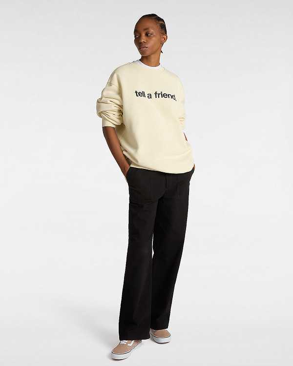 Beige Vans Tell a Friend Crew Men Sweatshirt | VN6935217