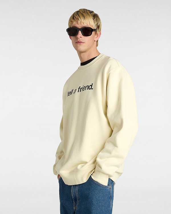 Beige Vans Tell a Friend Crew Men Sweatshirt | VN6935217