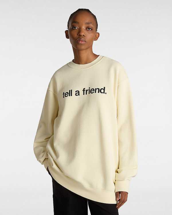 Beige Vans Tell a Friend Crew Women Sweatshirt | VN3409872