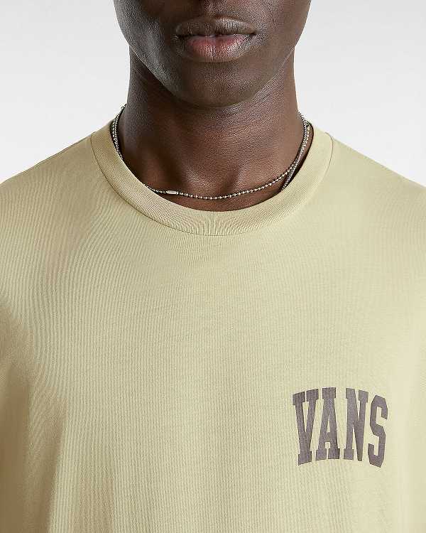 Beige Vans Varsity Men T Shirts | VN3275164