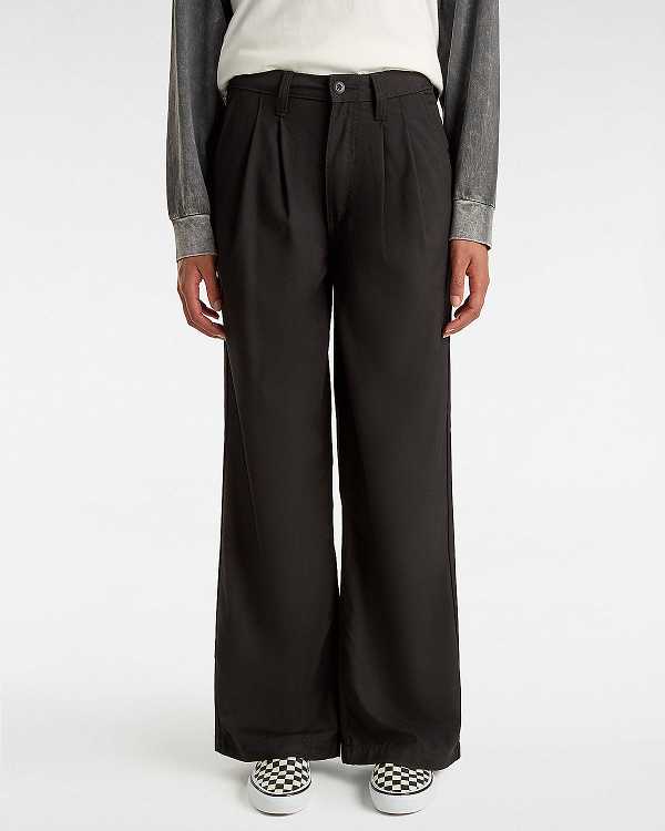 Black Vans Alder Relaxed Pleated Women Pants | VN5967213