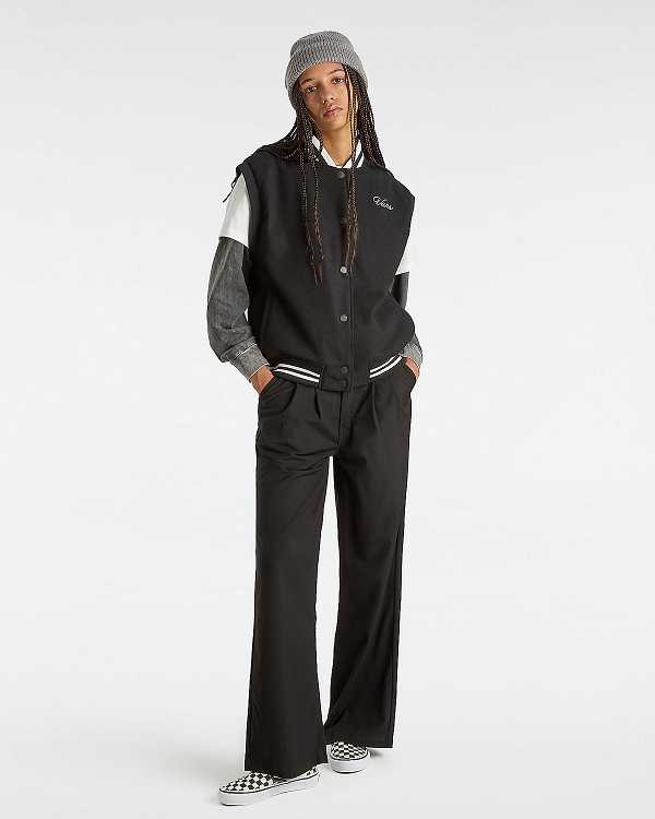 Black Vans Alder Relaxed Pleated Women Pants | VN5967213