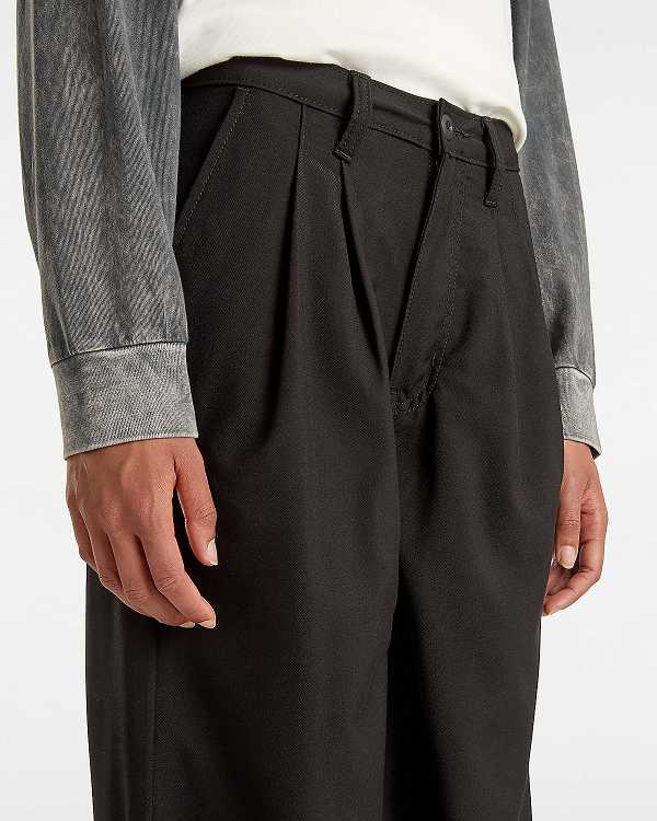 Black Vans Alder Relaxed Pleated Women Pants | VN5967213