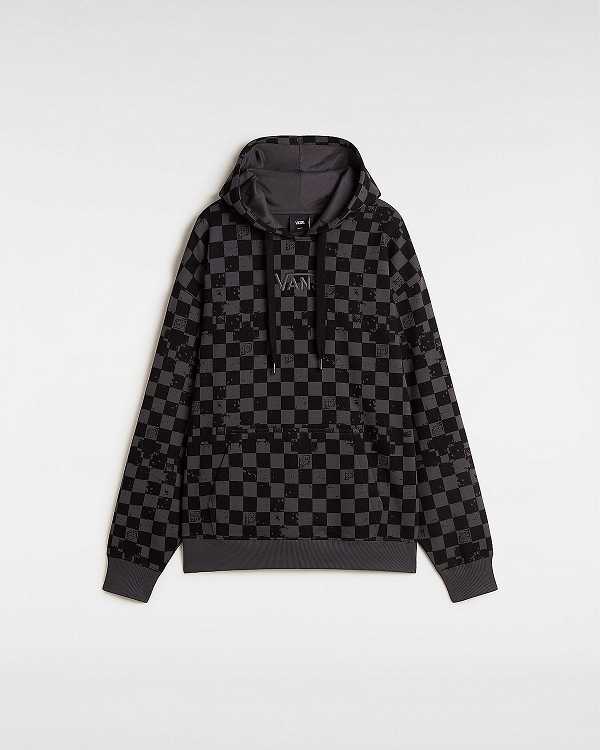 Black Vans Allover Check Women Hoodie | VN3482915