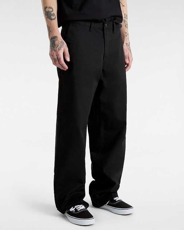 Black Vans Authentic Chino Loose Men Pants | VN2143679