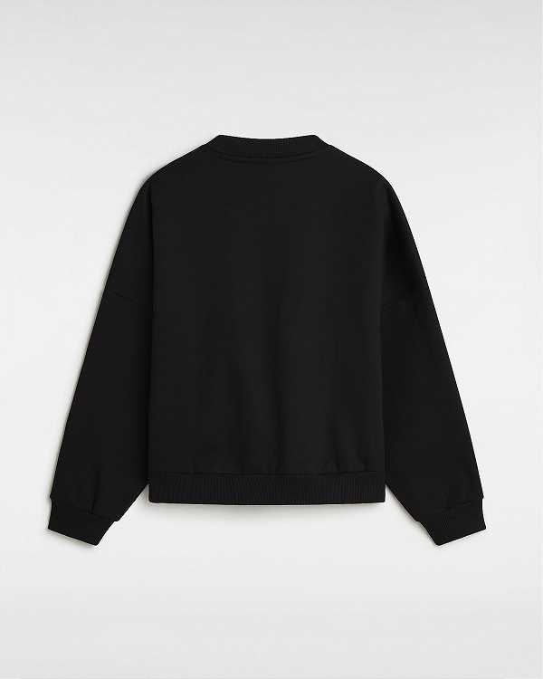 Black Vans Boquet Loose Crew Women Sweatshirt | VN1934708