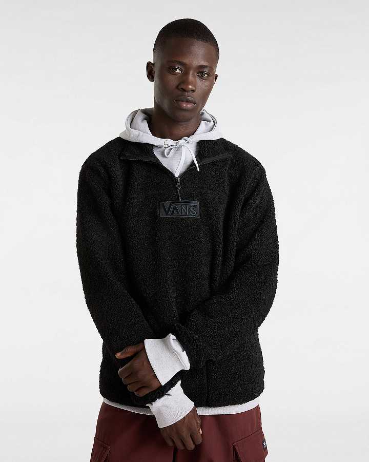 Black Vans Boxed Sherpa Men Sweatshirt | VN7612389