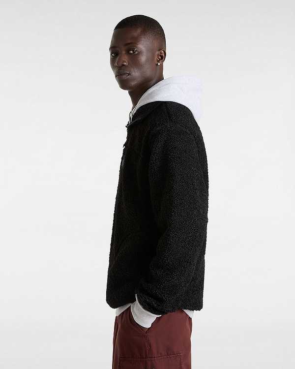 Black Vans Boxed Sherpa Men Sweatshirt | VN7612389