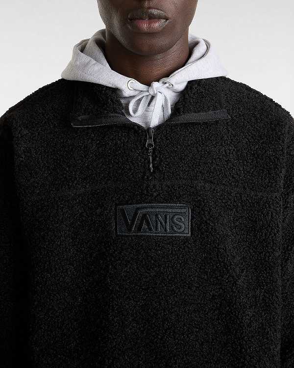 Black Vans Boxed Sherpa Men Sweatshirt | VN7612389